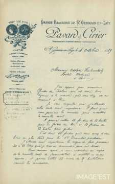 Certificat de la Brasserie Pavard & Cirier (Saint-Germain-en-Laye)
